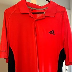 Adidas Bright Red Golf Shirt. Mens Large.